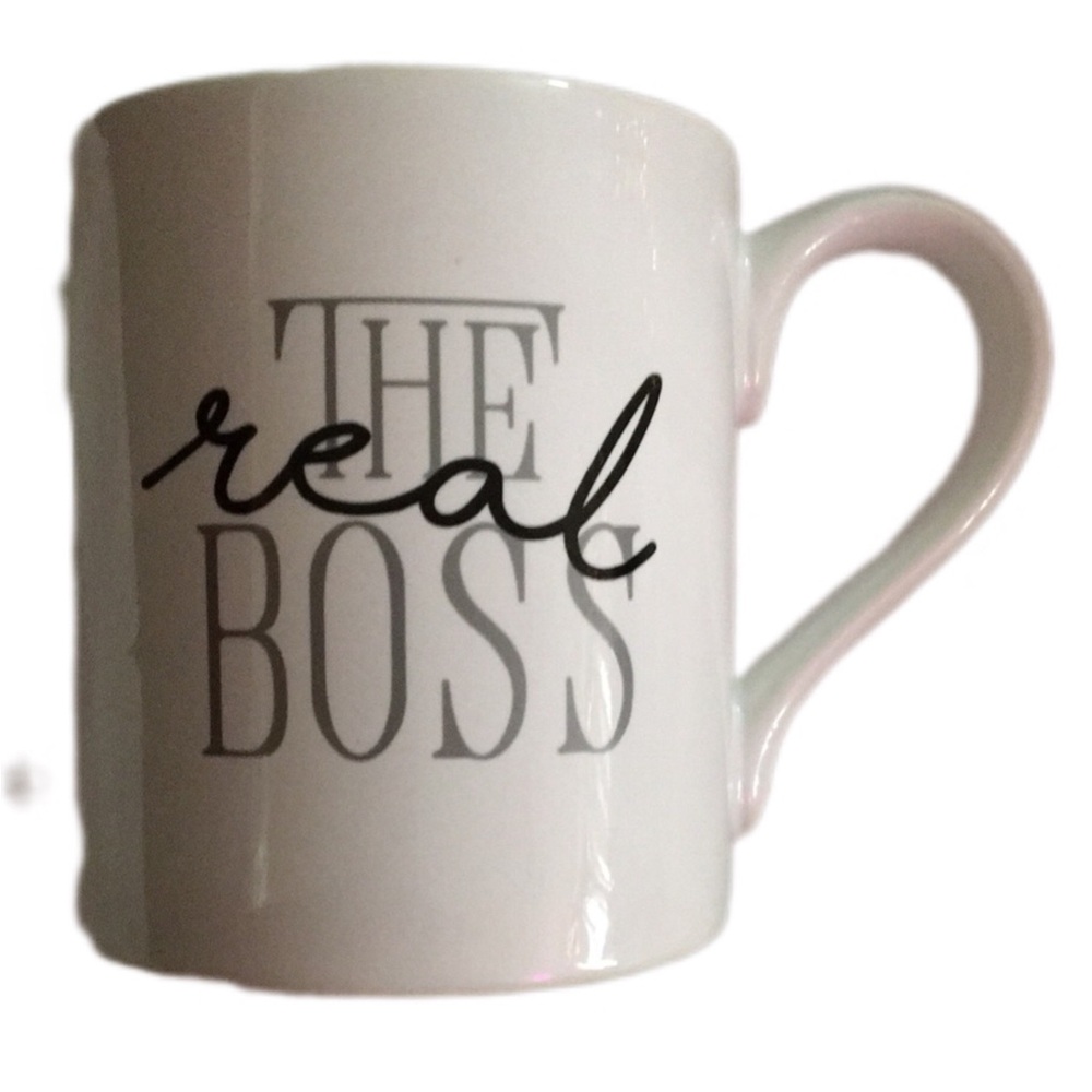 White Mug with 'The Real Boss' Print